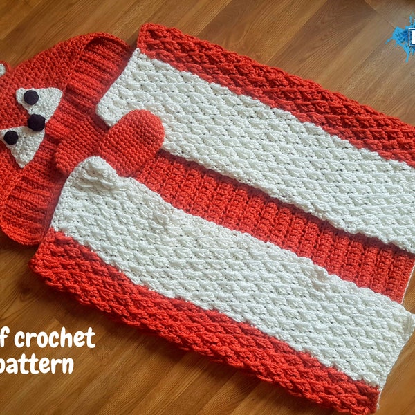 Woodland Fox Hooded Blanket For Adults & Kids Crochet Pattern | Animal Blanket With Hood | Wearable Blanket | Fox Blanket Child | Present