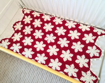 CROCHET PATTERN & VIDEO | Snowflake Blanket pdf | Hexagon Afghan Throw | Winter Lap Blanket | Christmas Home Decor