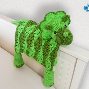 Triceratops Dinosaur Baby Blanket Crochet Pattern Stroller Blanket Baby Shower Gift For Boys & Girls Pram Blanket Dino Blanket Toy image 4
