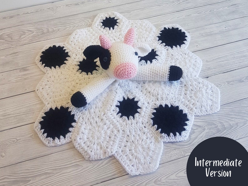 Daisy & Duke Cow Lovey Blanket Crochet Patterns Security Blanket Baby Shower Gift Farm Animals Baby Lovey Cuddle Play Toy Amigurumi Cow image 10