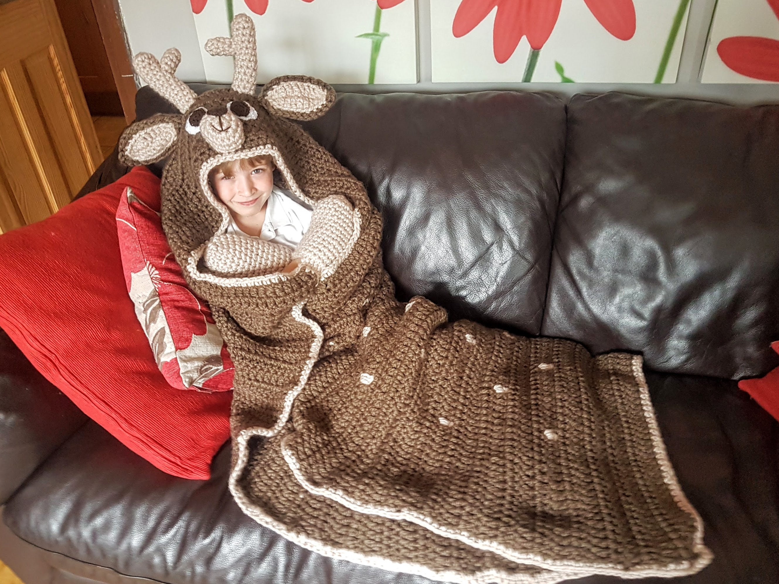 2in1 Woodland Deer Hooded Blanket Crochet Pattern Adult & Etsy
