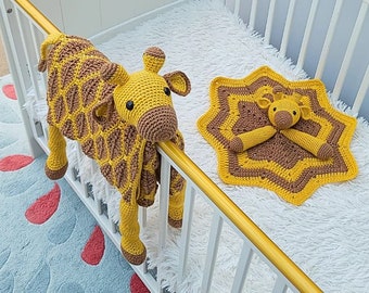 Giraffe Baby Blanket & Lovey Baby Shower Set CROCHET PATTERN | Giraffe Cot Blanket + Amigurumi Giraffe Comforter Pattern | Crochet Baby Gift