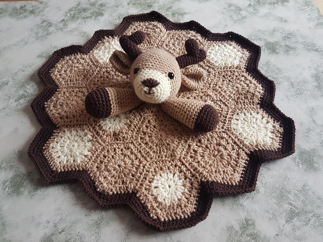 Baby Deer Lovey Security Blanket Crochet Pattern Amigurumi Woodland Animal Deer Comforter Baby Shower Gift Animal Lovey Crochet Blanket Etsy