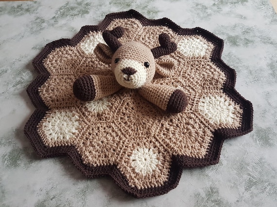 Baby Deer Lovey Security Blanket Crochet Pattern Amigurumi Woodland Animal Deer Comforter Baby Shower Gift Animal Lovey Crochet Blanket Etsy
