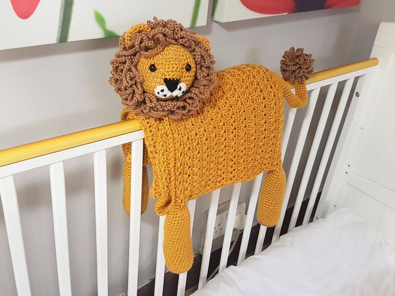 3in1 Safari Lion Folding Baby Blanket Crochet Pattern Stroller Pram Toy Security Blanket Lovey Baby Shower Gift For Boy Girl Present Toy image 2