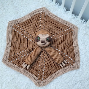 Smooch The Sloth Lovey Baby Blanket Comforter Security Blanket Crochet Pattern Baby Shower Gift Jungle Sloth Lovey Pattern Amigurumi Toy