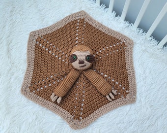 Smooch The Sloth Lovey Baby Blanket Comforter Security Blanket Crochet Pattern Baby Shower Gift Jungle Sloth Lovey Pattern Amigurumi Toy