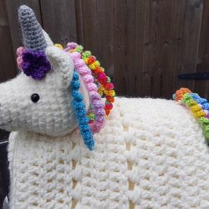 3 in 1 Rainbow Unicorn Baby Blanket Toy Lovey Security Blanket Crochet Pattern Folding Blanket image 6