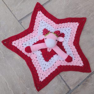 Strawberry Cow Baby Blanket & Lovey Baby Shower Set Crochet Patterns | Pram Blanket Toy Play Mat Baby Security Blanket Stroller Baby Gifts
