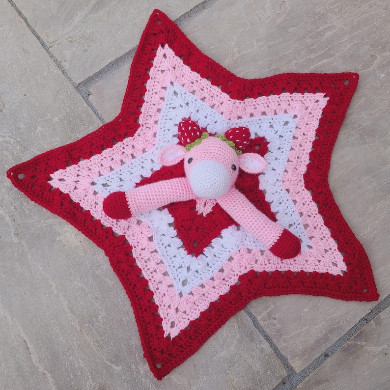 Strawberry Cow Baby Blanket & Lovey Baby Shower Set Crochet Patterns | Pram Blanket Toy Play Mat Baby Security Blanket Stroller Baby Gifts