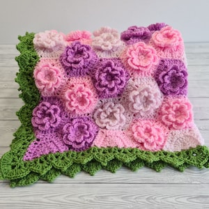 Summer Garden Flower Baby Blanket Lapghan Crochet Pattern Hexagon Blanket Baby Shower Gift Easy Flower Blanket Afghan Christmas Birthday image 10