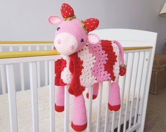 3in1 Strawberry Cow Baby Blanket Amigurumi Crochet Pattern | Pink Cow Blanket Crochet AmiBlanket Toy Lovi Blanket Baby Shower Gift Birthday