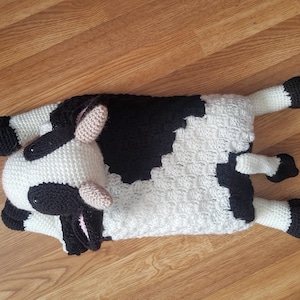 3in1 Farm Cow Folding Baby Blanket Crochet Pattern C2C Graphghan Cow Print Pram Crochet Blanket Toy Lovey Baby Shower Gift Birthday image 6