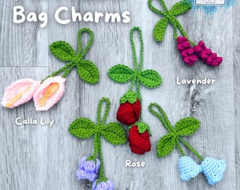 Crochet Flower Charms Pattern Bundle | Rose, Lily, Lavender (PDF Pattern)