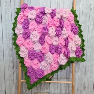 Summer Garden Flower Baby Blanket Lapghan Crochet Pattern Hexagon Blanket Baby Shower Gift Easy Flower Blanket Afghan Christmas Birthday image 5