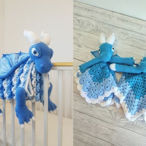 Dragon Baby Blanket & Lovey Baby Shower Set CROCHET PATTERN | Dragon Cot Blanket and Dragon Amigurumi Comforter Pattern | Crochet Baby Gift