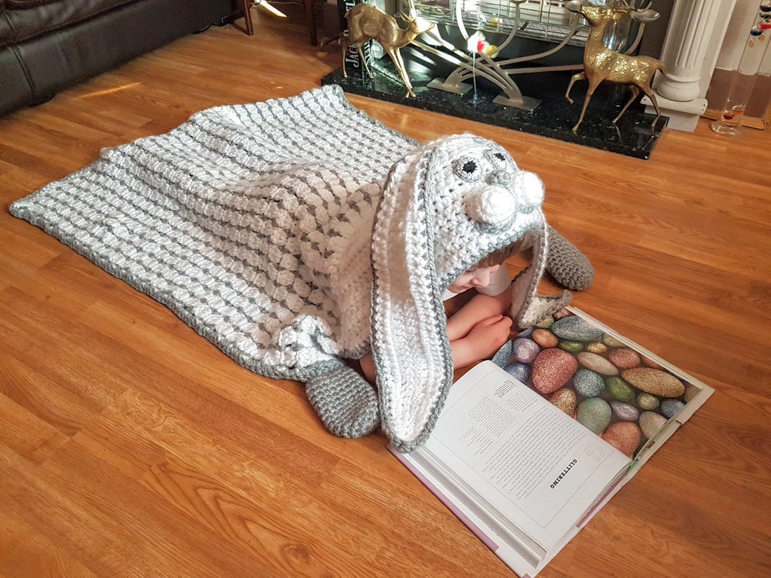 2 in 1 Hooded Woodland Bunny Rabbit Blanket in Adult and Child