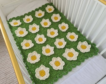 White Waterlily Baby Blanket Lapghan Crochet Pattern | Flower Blanket Baby Shower Gift Granny Square Blanket Baby Gift Christmas Birthday