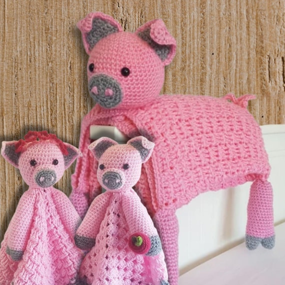 Pig Crochet Pattern Bundle PDF| Pig Baby Blanket & Lovey Pattern| Farm Animal Nursery Crochet | Baby Shower Gift