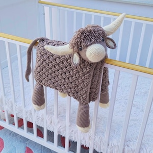 Highland Cow Crochet Baby Blanket Pattern | Scottish Afghan (PDF)