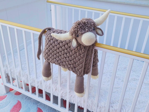Highland Cow Crochet Baby Blanket Pattern | Scottish Afghan (PDF)