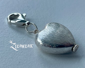 Pendentif coeur argent sterling, coeur de charme, pendentif argent brossé