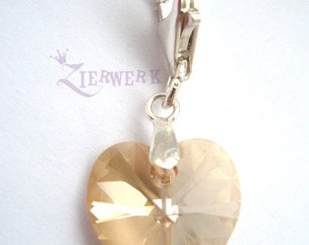 Pendentif en argent coeur charme verre taillé