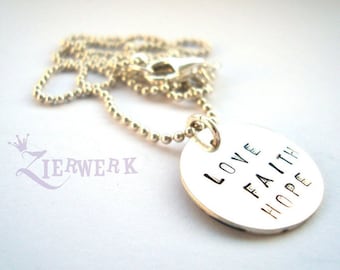 Personalisierte Silberkette mit gestempelter Plakette * Kette mit individuellem Text *  Sterling Silber Kette 45cm * Kugelkette