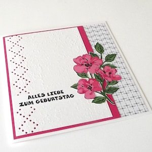 Handgemachte Geburtstagkarte mit Blumen