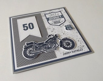 Birthday card with number Motorbike round birthday