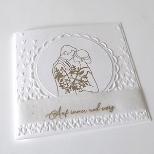 Hochzeitskarte weiß golden Brautpaar