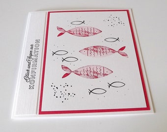 Konfirmation Glückwunschkarte Fische  rot