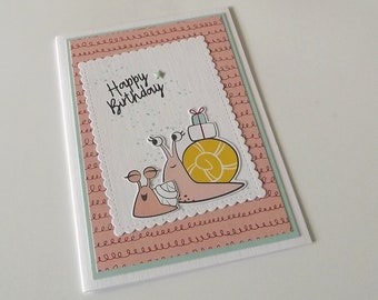 Birthday card snail girl greeting card