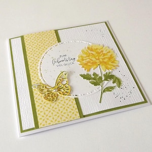 Karte zum Geburtstag Blumen Schmetterling