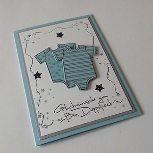 Card for the birth of twins, twin cards, twins boy