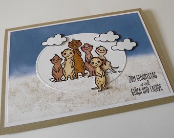 Geburtstagskarte Glückwunsch Erdmännchen