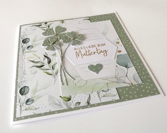 Mother's Day greeting card lucky clover