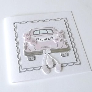Hochzeitskarte klassisch Hochzeitsauto romantisch