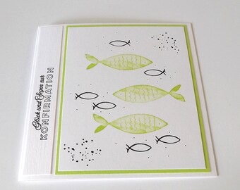 Konfirmation Glückwunschkarte Fische grün