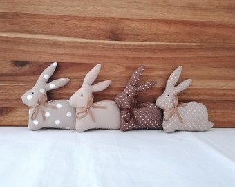 4 Hasen aus Stoff in braun und beige zum Hängen für die Osterdeko // Kinderzimmer Deko // Ostern Deko