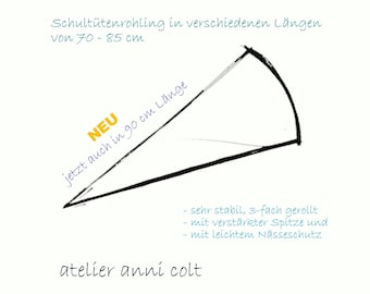 Schultüte DIY Schultütenrohling Größe 70 bis 90cm + verstärkte Spitze + Nässeschutz + weitere Größen