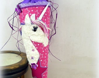 Schultüte Einhorn Einhornschultüte Pferd pink-lila großer Stern