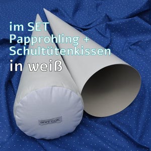 SET - Papprohling + Kuschelkissen in Weiß, DIY-Schultüte, verschiedene Größen, 40 bis 85cm, handgefertigt mit hohem Qualitätsstandard