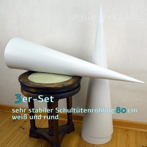 3x DIY Schultütenrohling 80cm, Papprohling Zuckertüten-Rohling, verstärkte Spitze + Nässeschutz