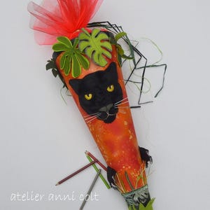 Schultüte schwarzer Panther mit Tatzen, 3D Applikation, Safari Afrika Dschungel, handgefertigte Schultüte
