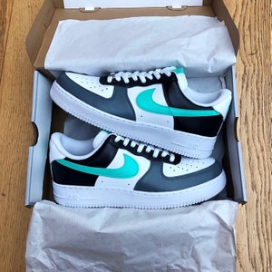 Nike Air Force 1 personalizado Turquesa Negro \u0026 Gris | Etsy España