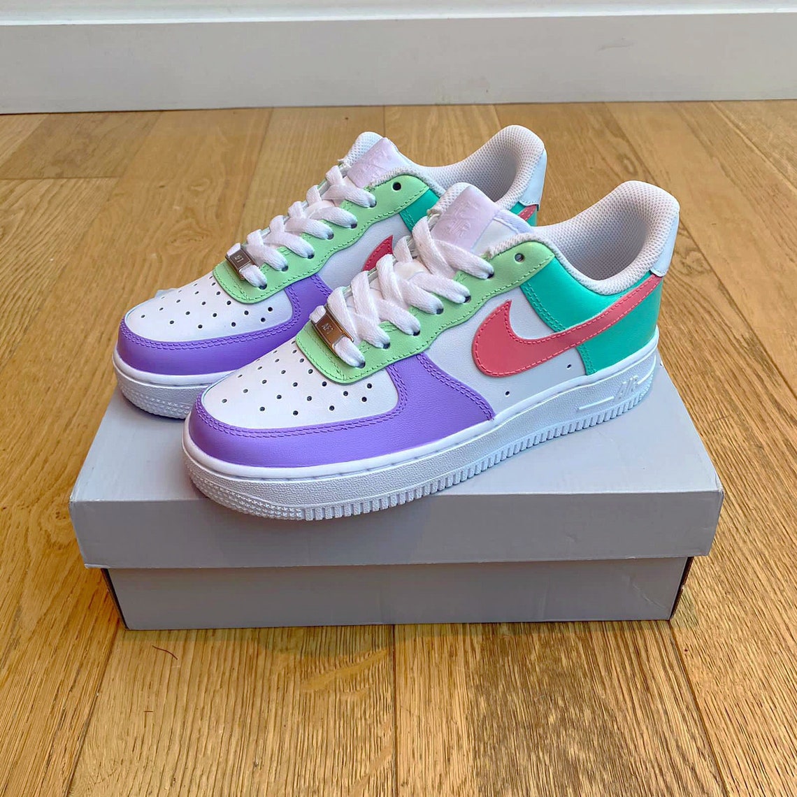 pink purple and yellow air force 1