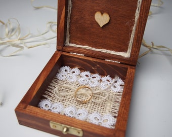 Wooden Ring Box, Rustic Wooden Ring Box, Wedding Rings Holder, Jewelry Box, Engagement  Ring Box, Ring bearer box, Rustic Decor