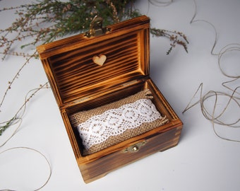 Wooden Ring Box, Rustic Wooden Ring Box, Wedding Rings Holder, Jewelry Box, Engagement  Ring Box, Ring bearer box Rustic Decor Wooden chest