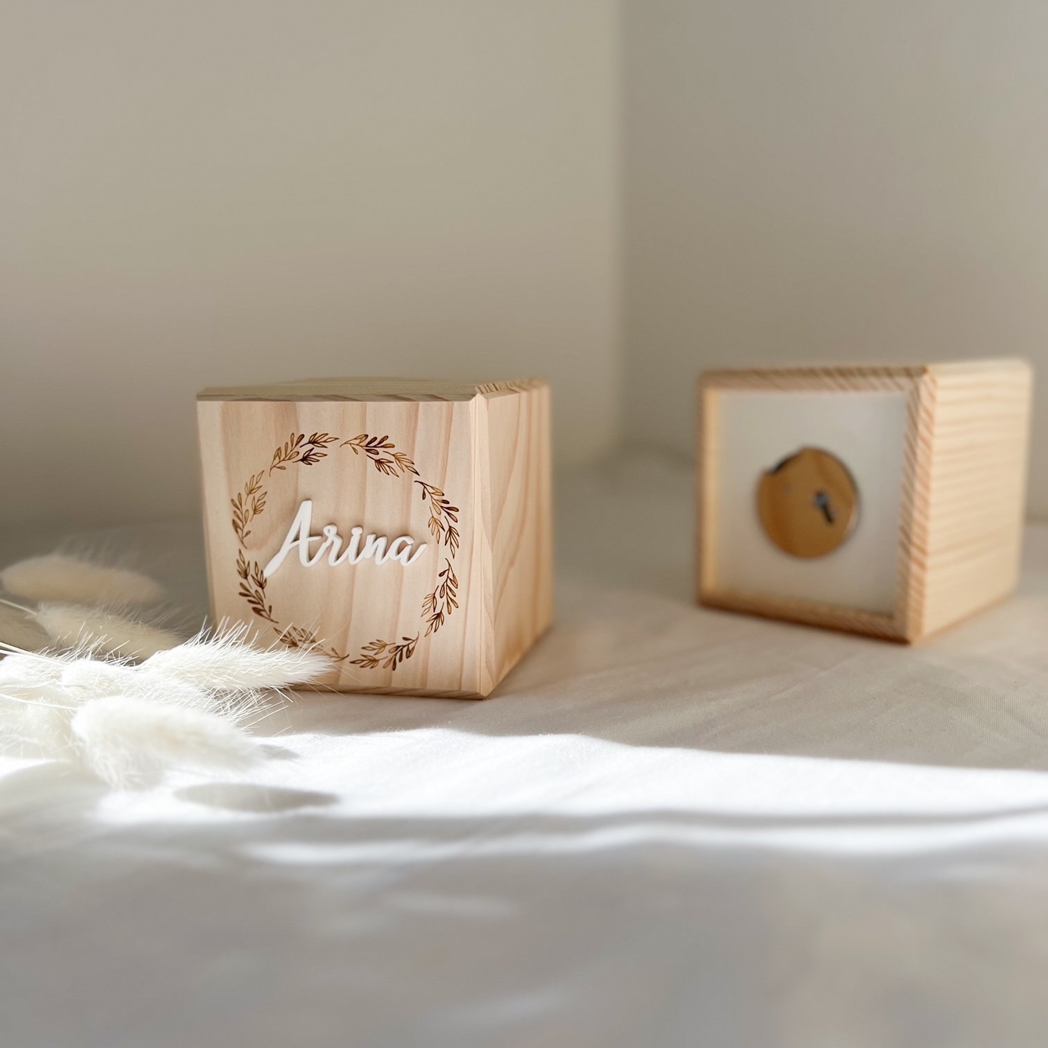 Personalized Wooden Money Box, Piggy Bank with Lock, Birthday Gift for a Child, Christmas Gift